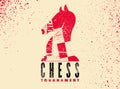 Chess tournament typographical vintage grunge style poster design. Retro vector illustration. Royalty Free Stock Photo